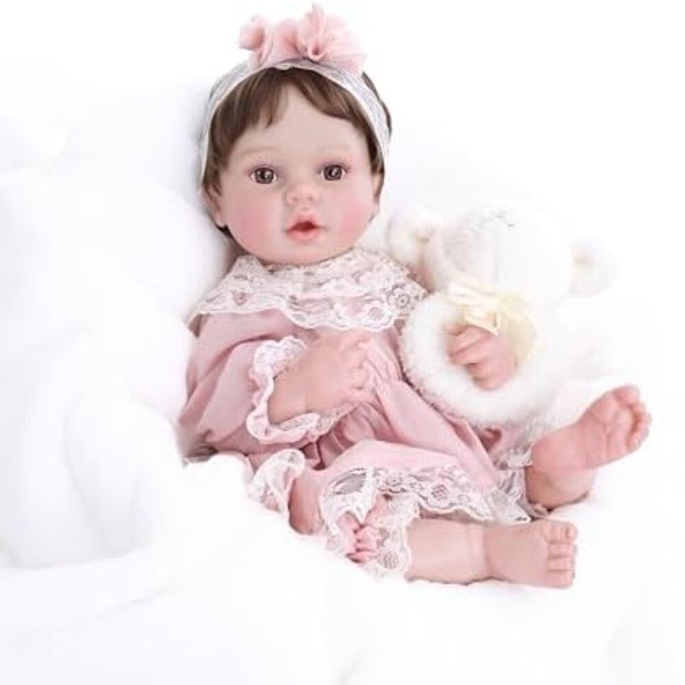 20inch Large Realistic Reborn Baby Doll Hand-Rooted Hair Lifelike Baby Dolls